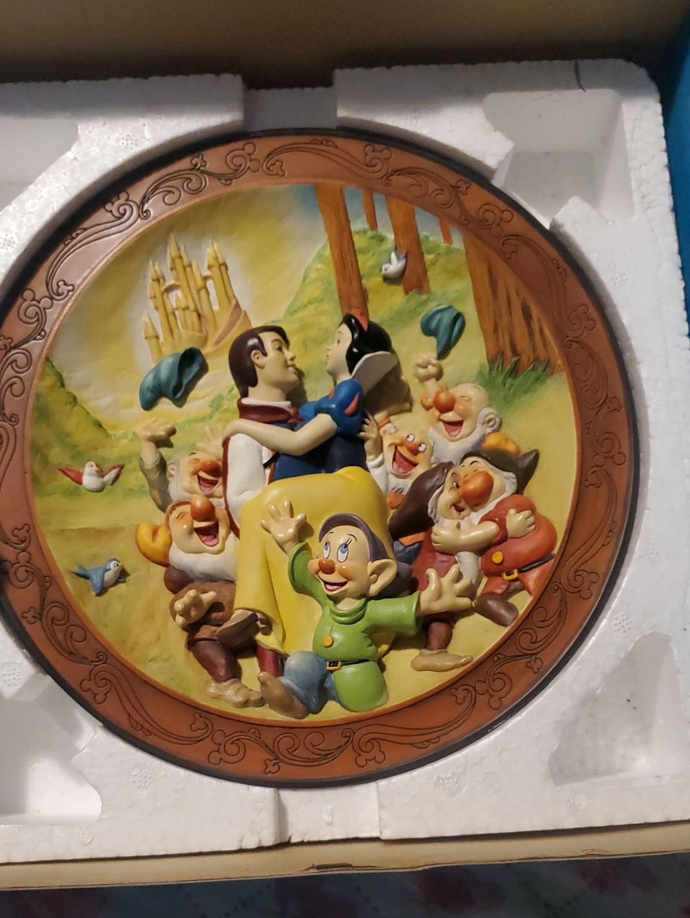 Disney Cream Ceramic Collector Plate with Black Logo and Text